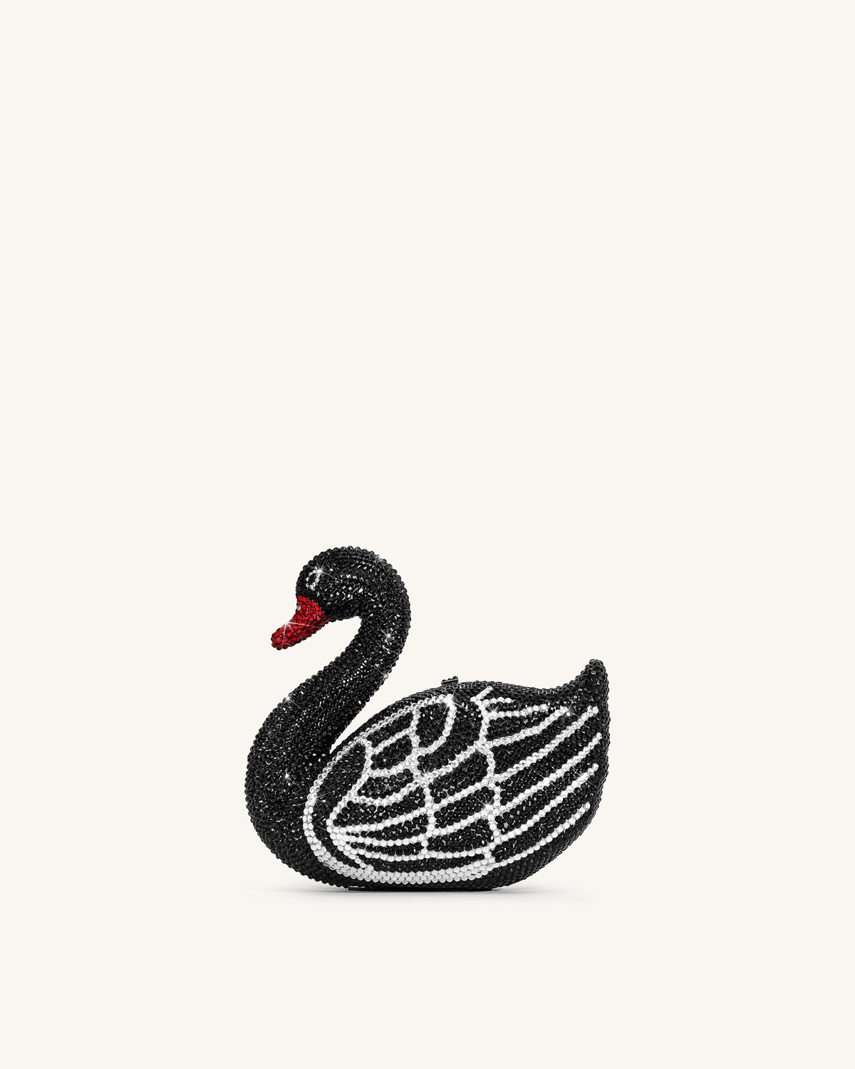 Kinsley Crystal Swan Clutch - Black | JW PEI