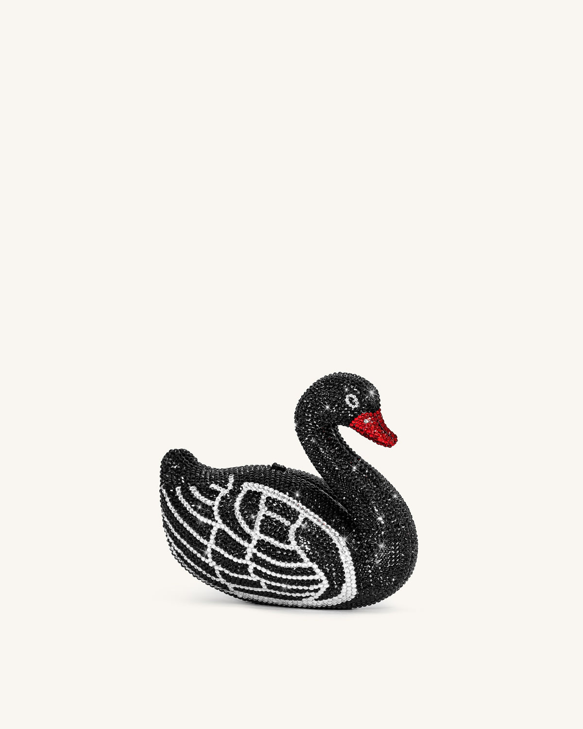 Kinsley Crystal Swan Clutch - Black | JW PEI