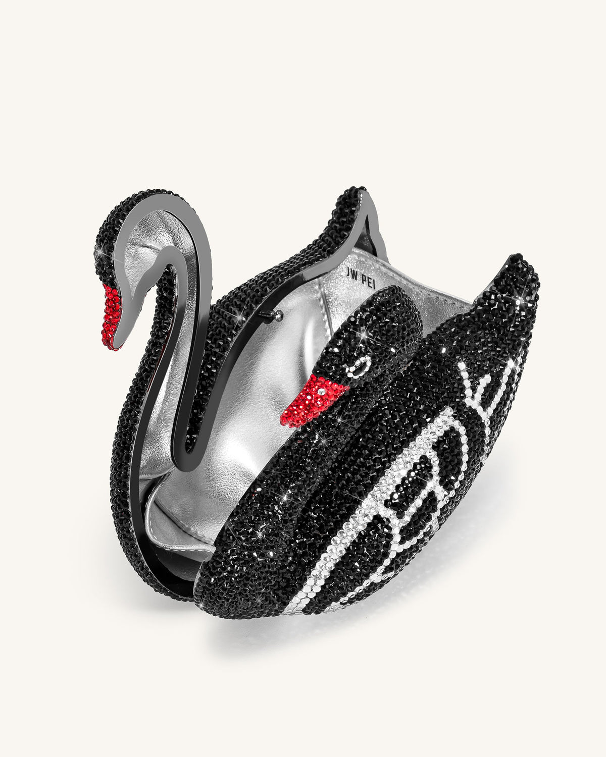 Kinsley Crystal Swan Clutch - Black | JW PEI