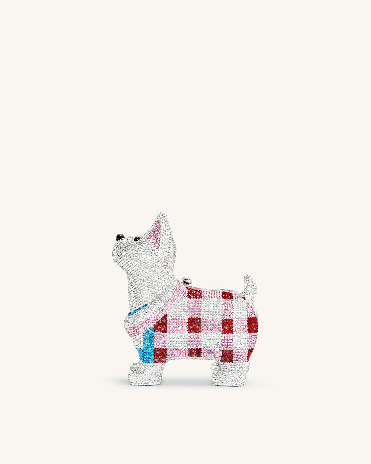 Eden Puppy Shape Faux Crystal Clutch - White | JW PEI