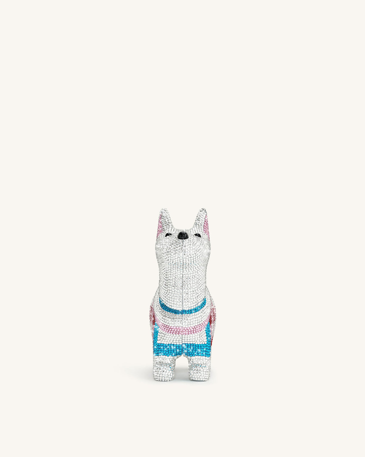 Eden Puppy Shape Faux Crystal Clutch - White | JW PEI