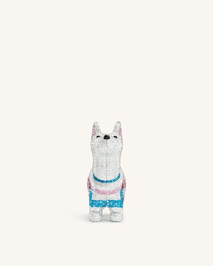 Eden Puppy Shape Faux Crystal Clutch - White | JW PEI