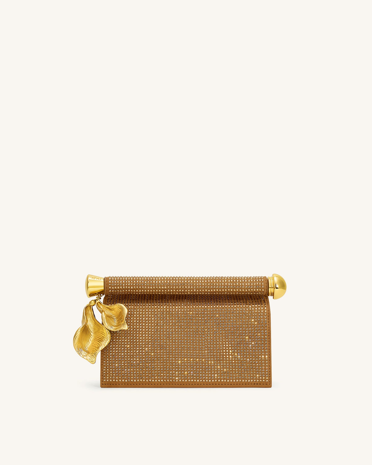 Holly Artificial Crystal Metal Pendant Embellished Clutch - Champagne | JW PEI