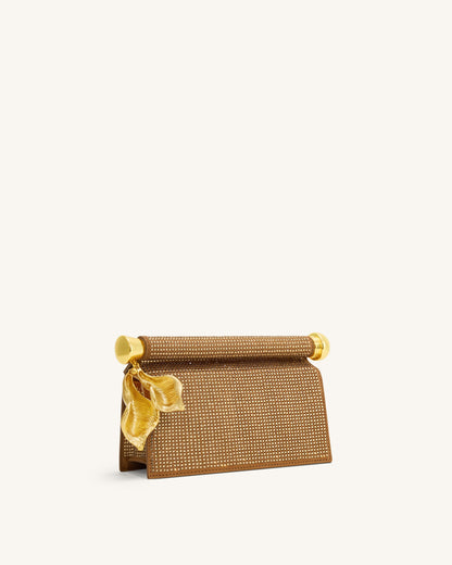 Holly Artificial Crystal Metal Pendant Embellished Clutch - Champagne | JW PEI