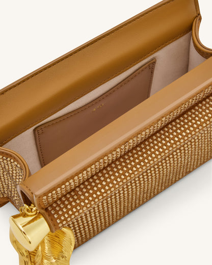 Holly Artificial Crystal Metal Pendant Embellished Clutch - Champagne | JW PEI