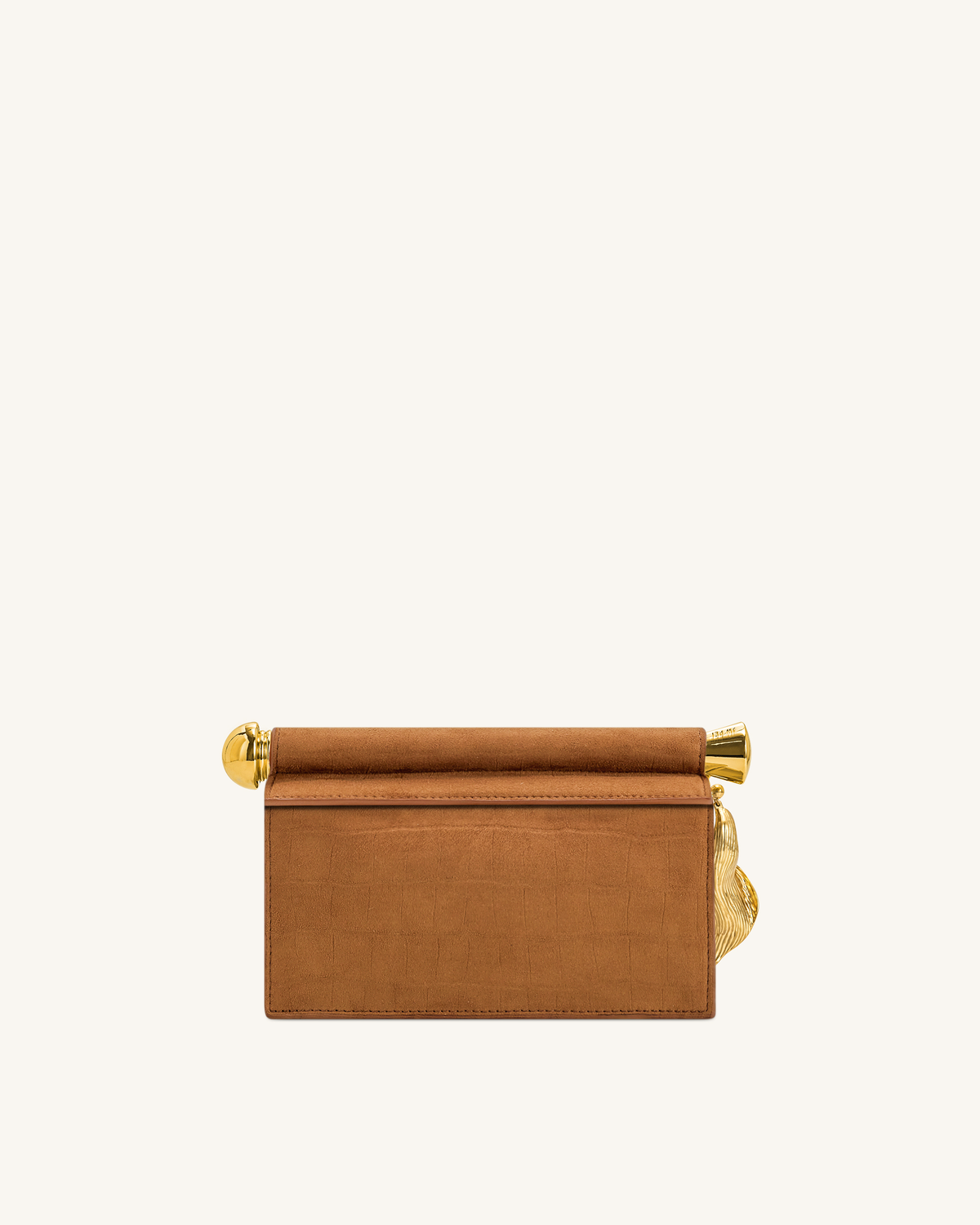 Holly Faux Suede Metal Pendant Embellished Clutch - Brown | JW PEI