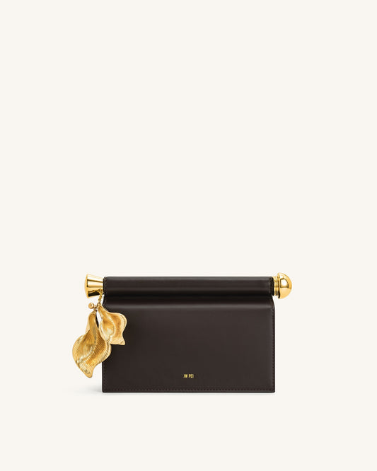 Holly Metal Pendant Embellished Clutch - Dark Brown | JW PEI