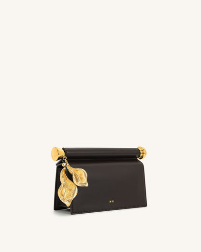 Holly Metal Pendant Embellished Clutch - Dark Brown | JW PEI