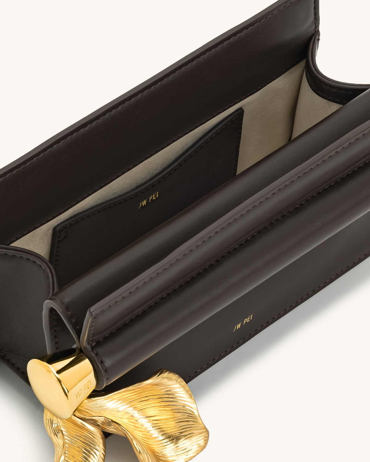 Holly Metal Pendant Embellished Clutch - Dark Brown | JW PEI