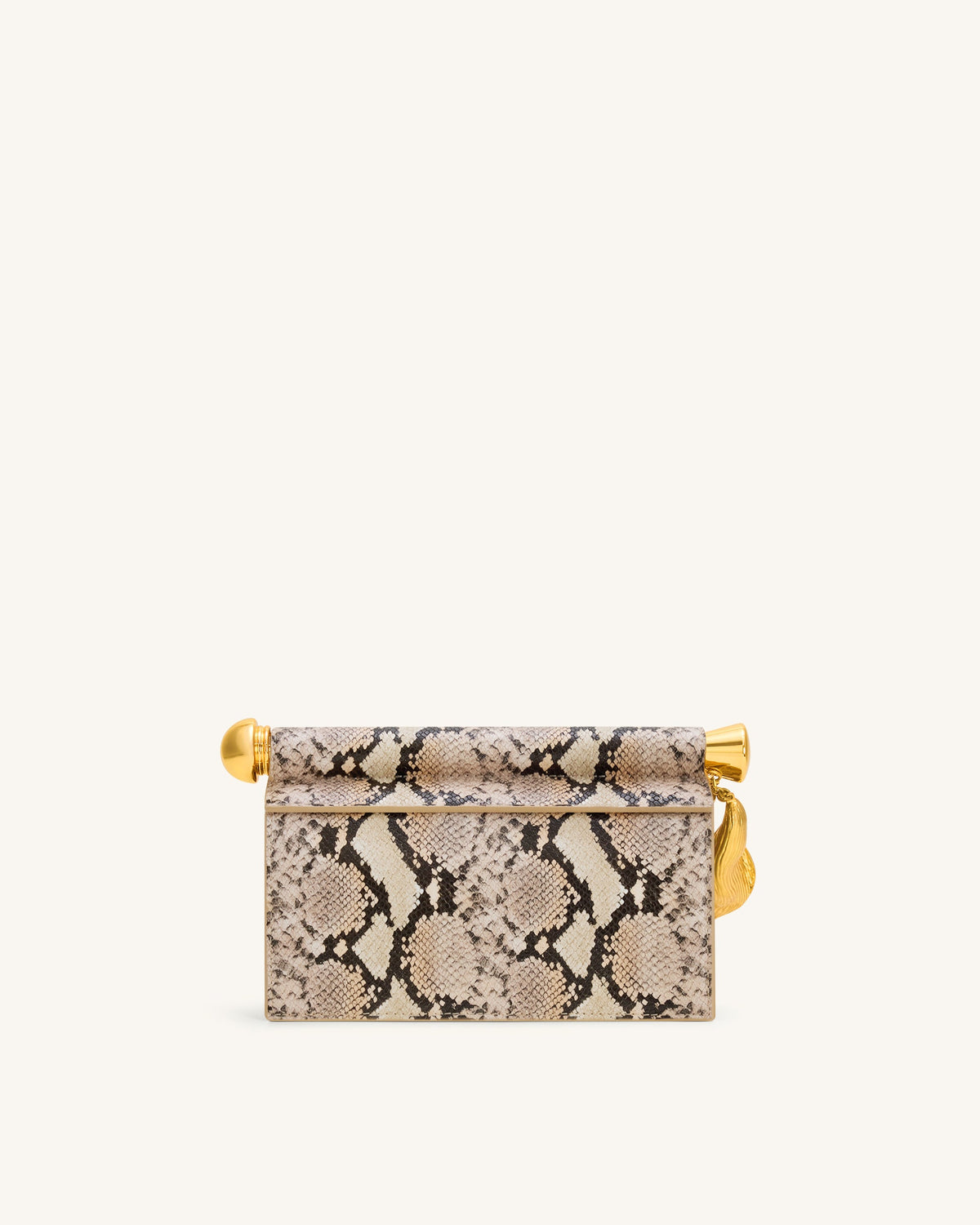 Holly Metal Pendant Embellished Snakeskin Clutch - Apricot | JW PEI