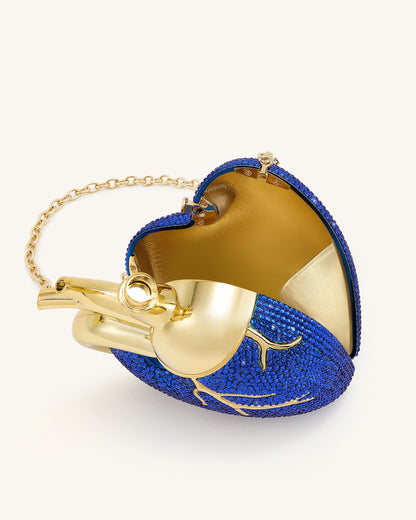 Maren Artificial Crystal Heart Shaped Bag - Cobalt Blue | JW PEI
