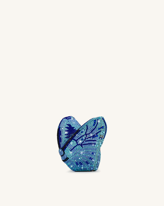 Paisley Crystal Butterfly Clutch - Blue | JW PEI
