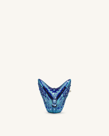 Paisley Crystal Butterfly Clutch - Blue | JW PEI