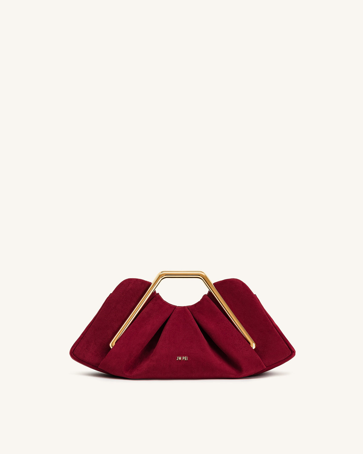 Lila Faux Suede Metal Frame Clutch - Red | JW PEI