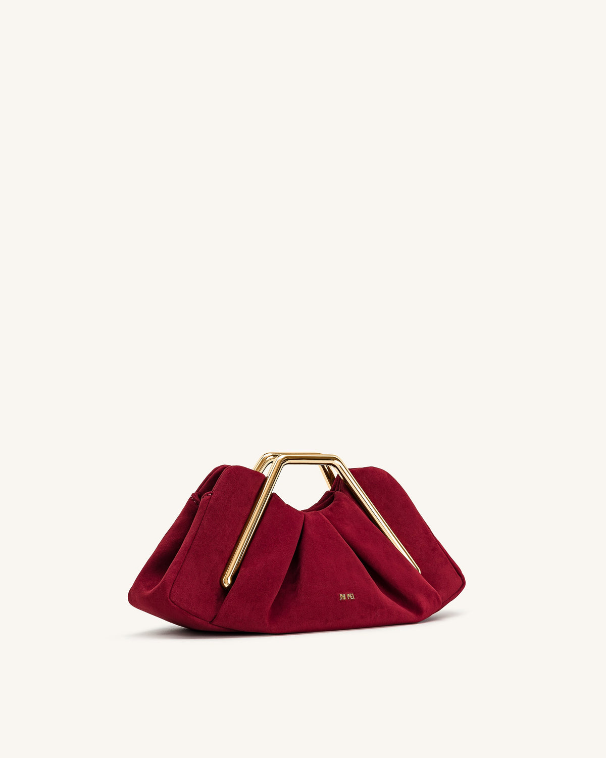 Lila Faux Suede Metal Frame Clutch - Red | JW PEI