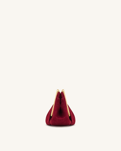 Lila Faux Suede Metal Frame Clutch - Red | JW PEI