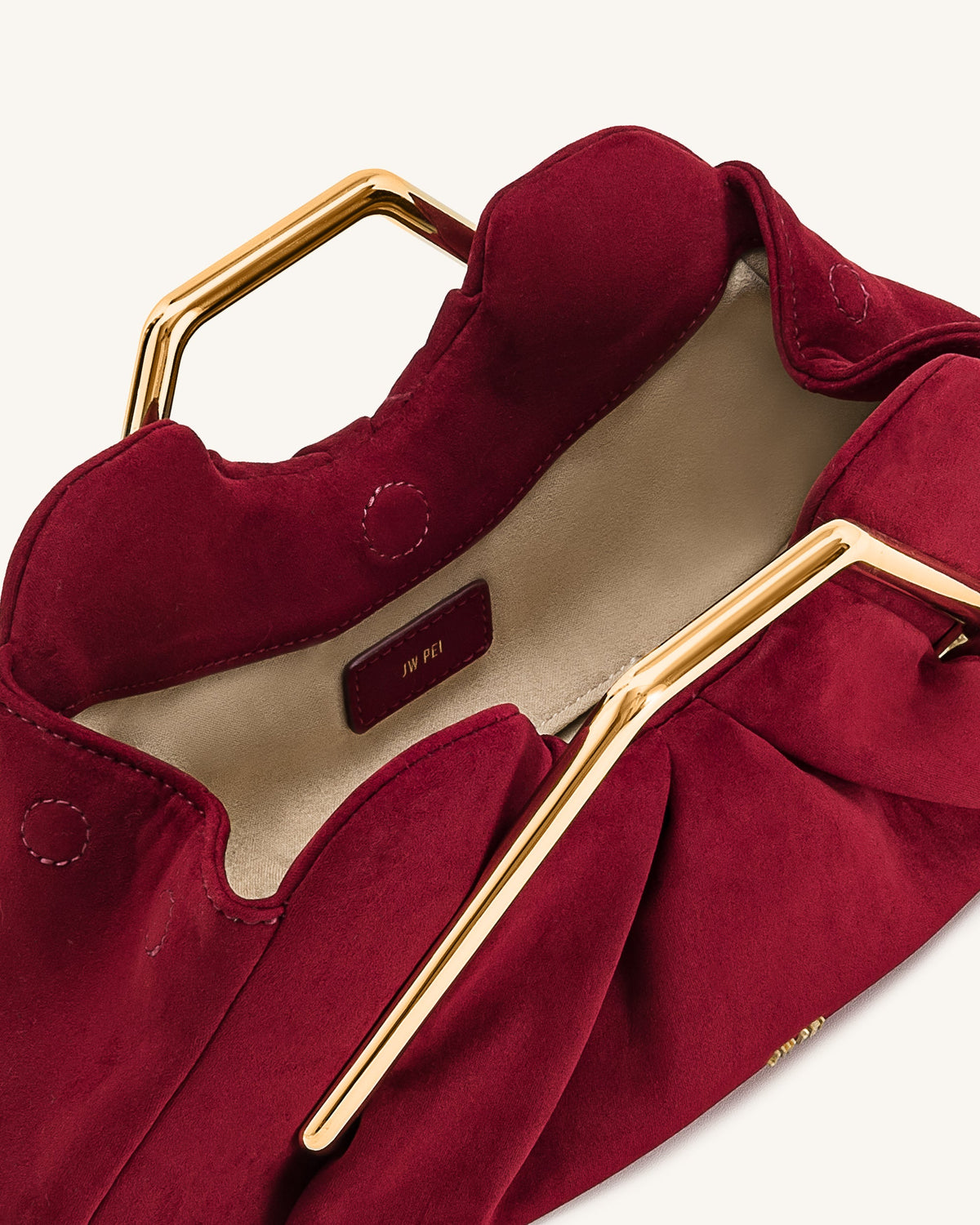 Lila Faux Suede Metal Frame Clutch - Red | JW PEI