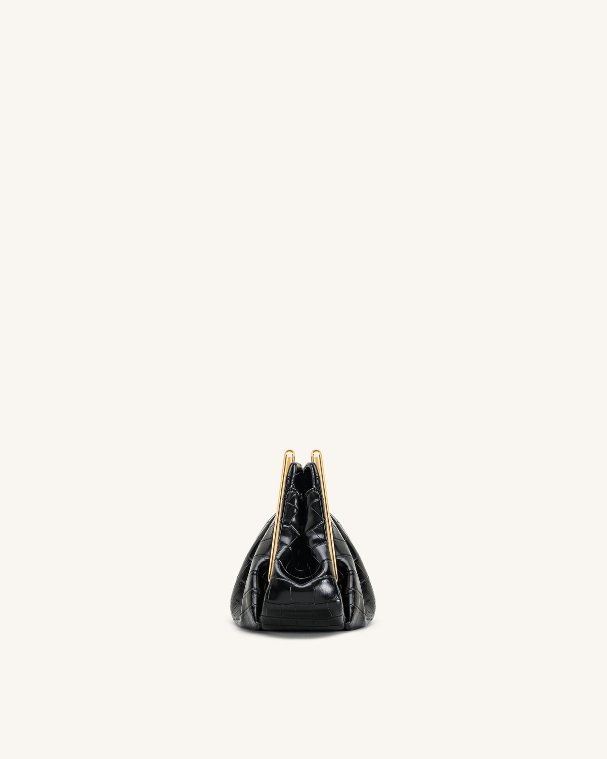 Lila Faux Croc-Effect Metal Frame Clutch - Black | JW PEI