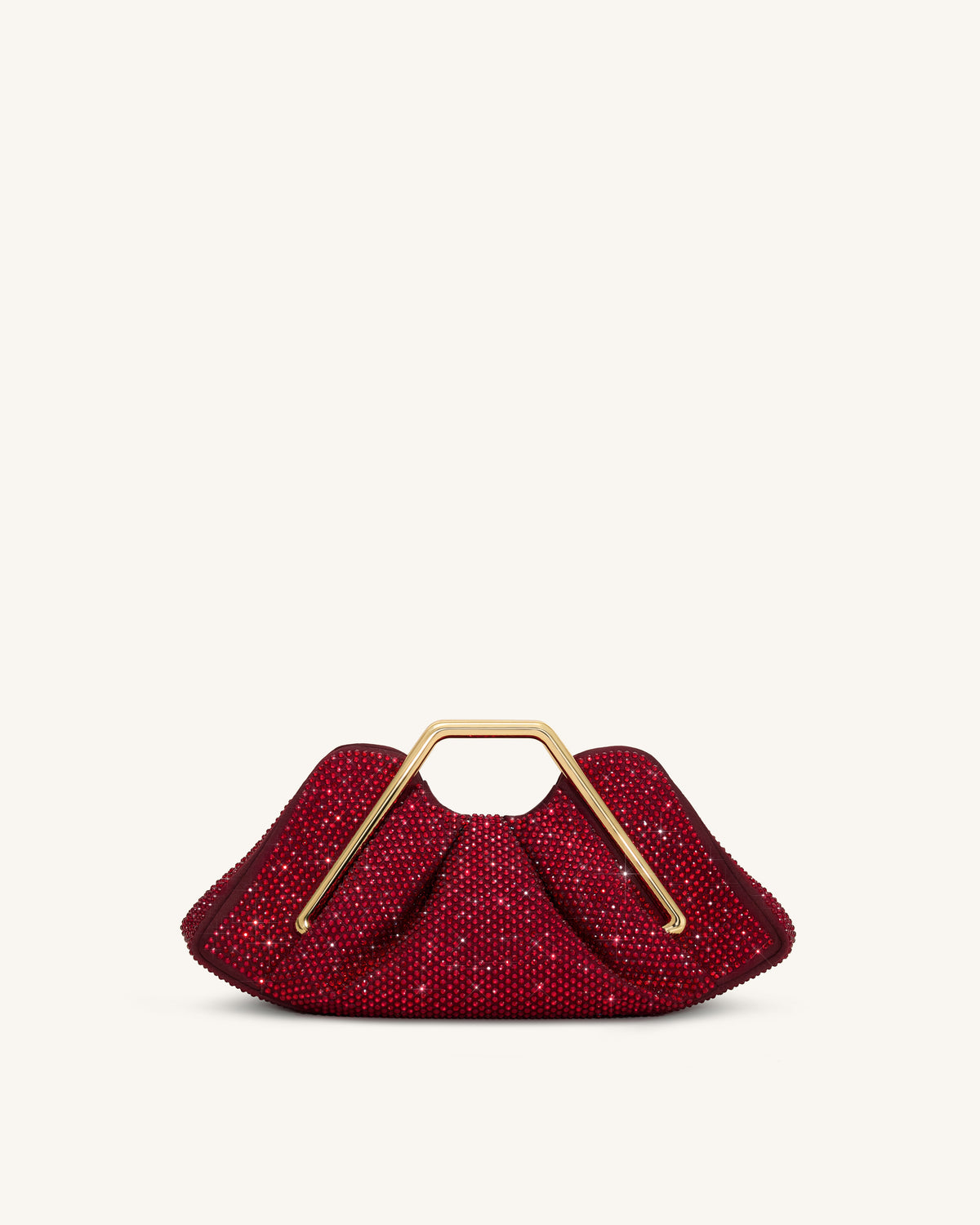 Lila Artificial Crystal Metal Frame Clutch - Red | JW PEI