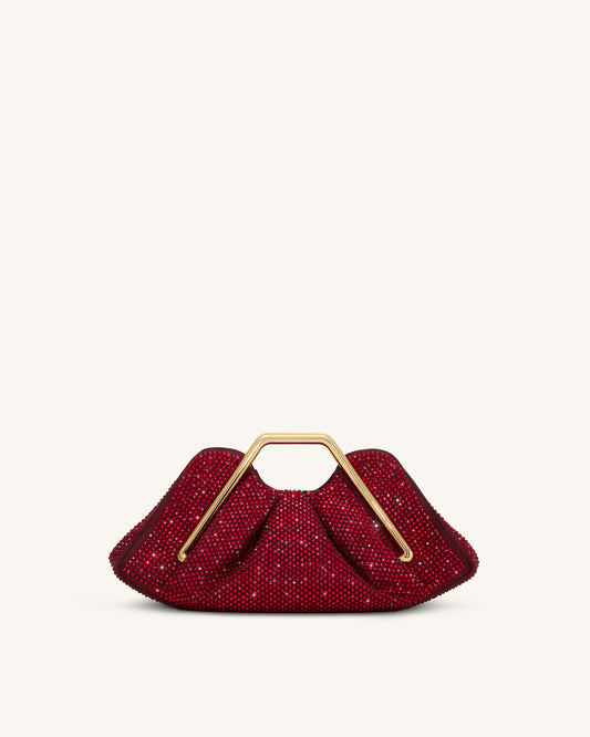 Lila Artificial Crystal Metal Frame Clutch - Red | JW PEI