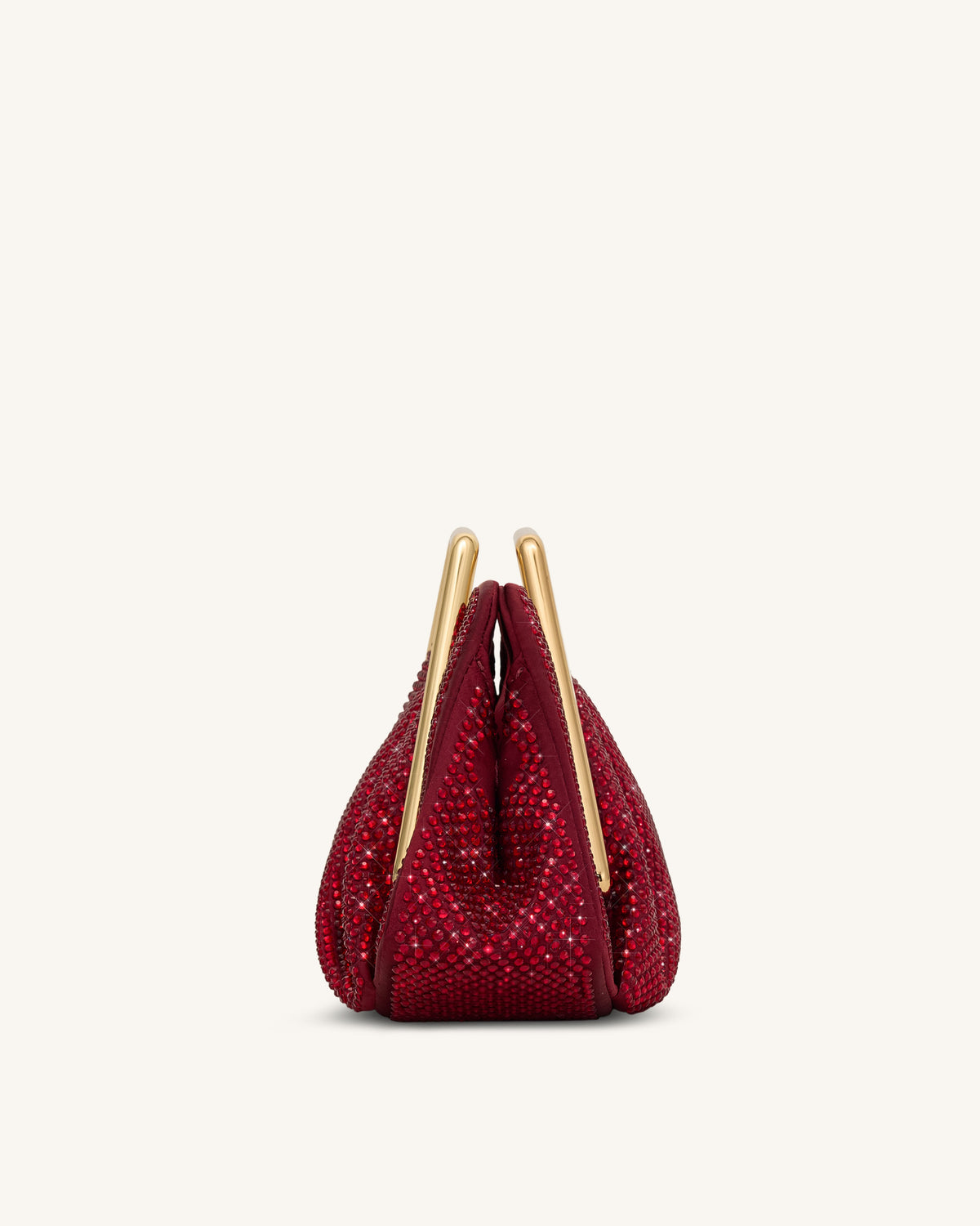 Lila Artificial Crystal Metal Frame Clutch - Red | JW PEI