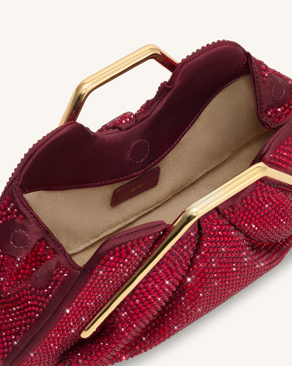 Lila Artificial Crystal Metal Frame Clutch - Red | JW PEI