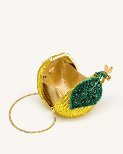 Lemon-Inspired Rhinestone Clutch - Yellow | JW PEI