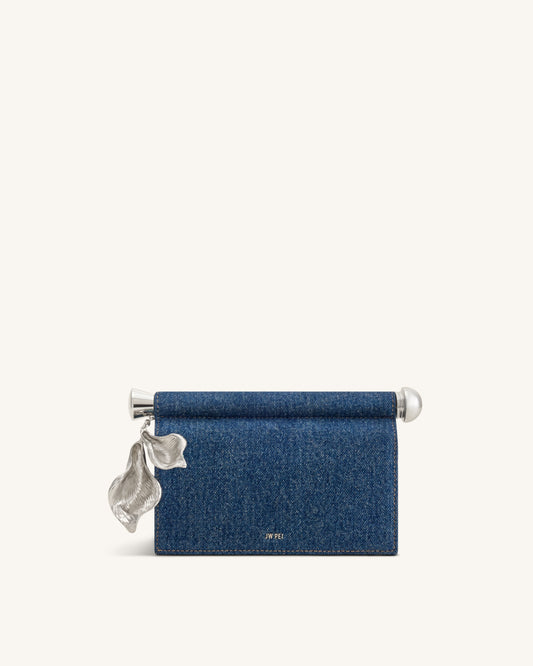 Holly Metal Pendant Embellished Clutch - Blue Denim | JW PEI