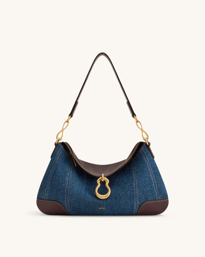 Jayla Metal Pendant Embellished Shoulder Bag - Blue Denim | JW PEI