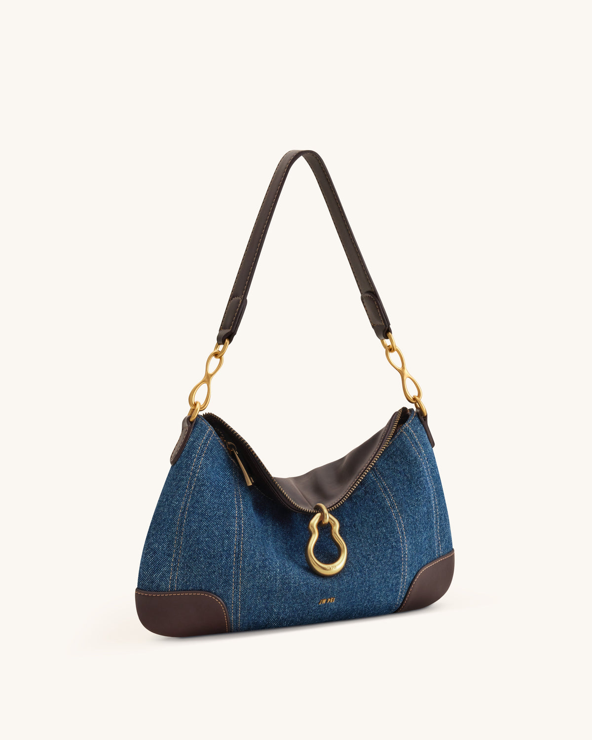 Jayla Metal Pendant Embellished Shoulder Bag - Blue Denim | JW PEI