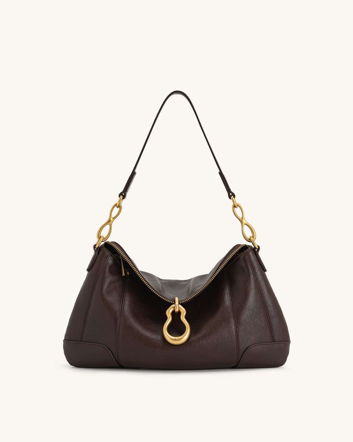 Jayla Metal Pendant Embellished Shoulder Bag - Dark Brown | JW PEI