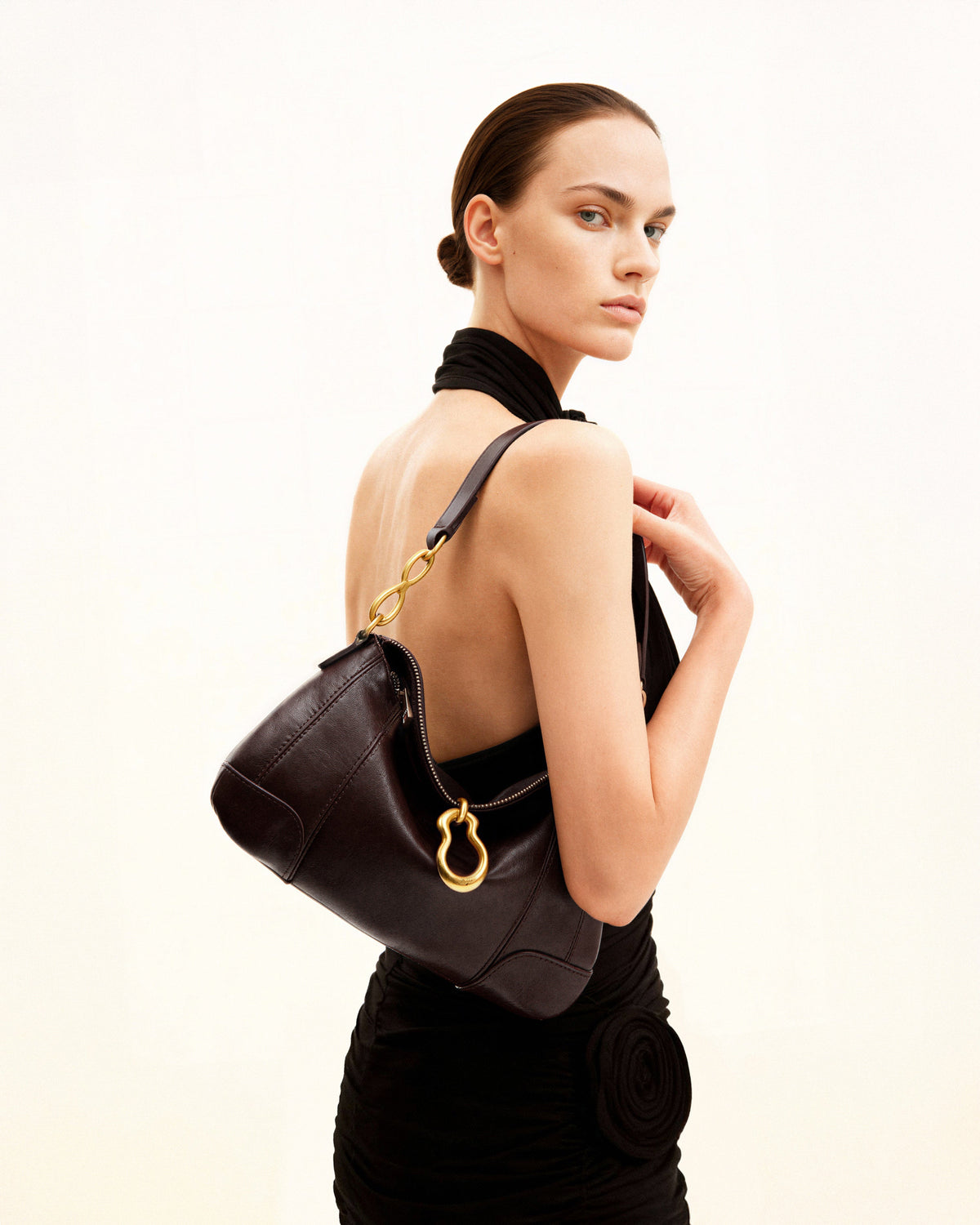 Jayla Metal Pendant Embellished Shoulder Bag - Dark Brown | JW PEI