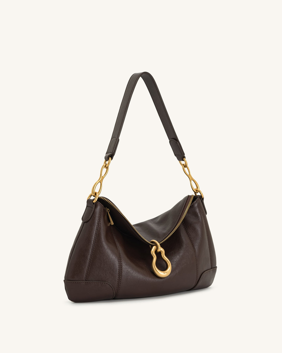 Jayla Metal Pendant Embellished Shoulder Bag - Dark Brown | JW PEI