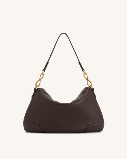 Jayla Metal Pendant Embellished Shoulder Bag - Dark Brown | JW PEI