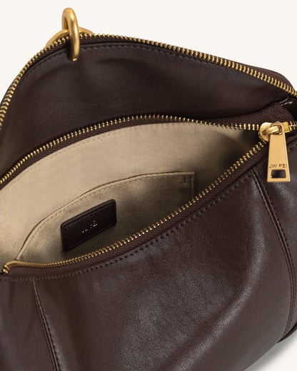Jayla Metal Pendant Embellished Shoulder Bag - Dark Brown | JW PEI