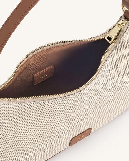 Lily Shoulder Bag - Brown Canvas | JW PEI