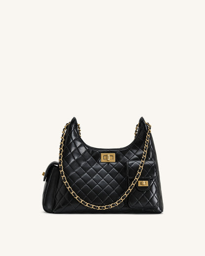 Vivian Quilted Chain Shoulder Bag - Black | JW PEI
