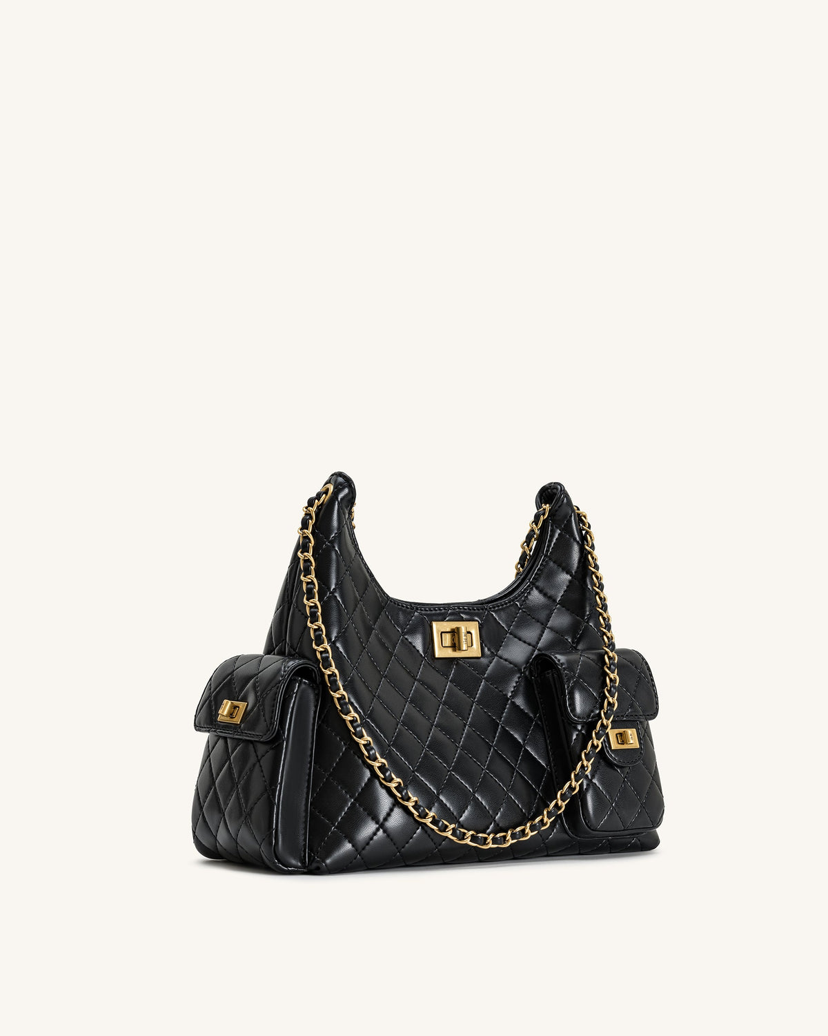 Vivian Quilted Chain Shoulder Bag - Black | JW PEI