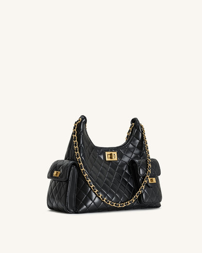 Vivian Quilted Chain Shoulder Bag - Black | JW PEI