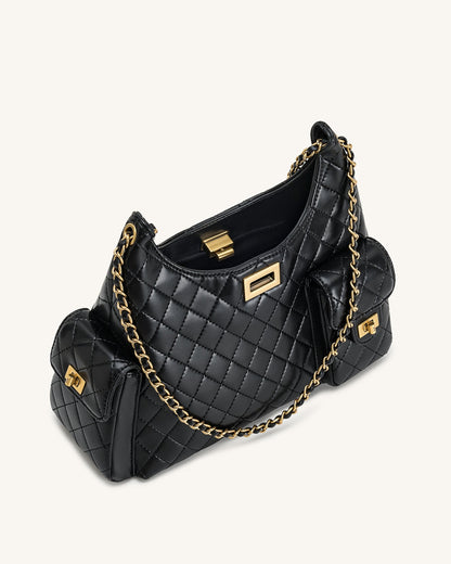 Vivian Quilted Chain Shoulder Bag - Black | JW PEI