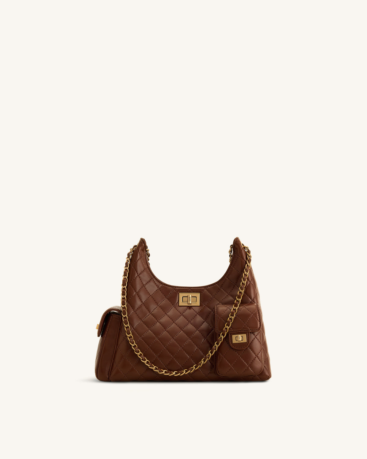 Vivian Quilted Chain Shoulder Bag - Brown | JW PEI