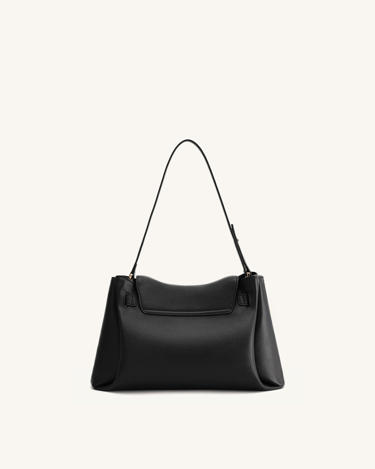 Rhea Pebbled Double Buckle Shoulder Bag - Black | JW PEI