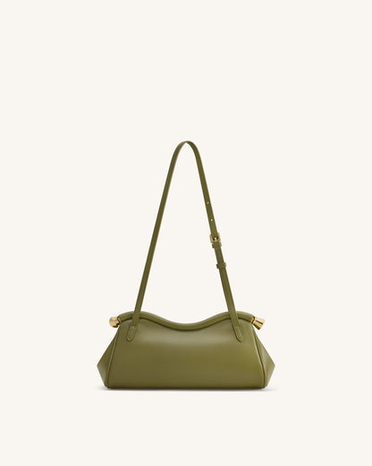Naomi Curved Shoulder Bag - Olive Green | JW PEI