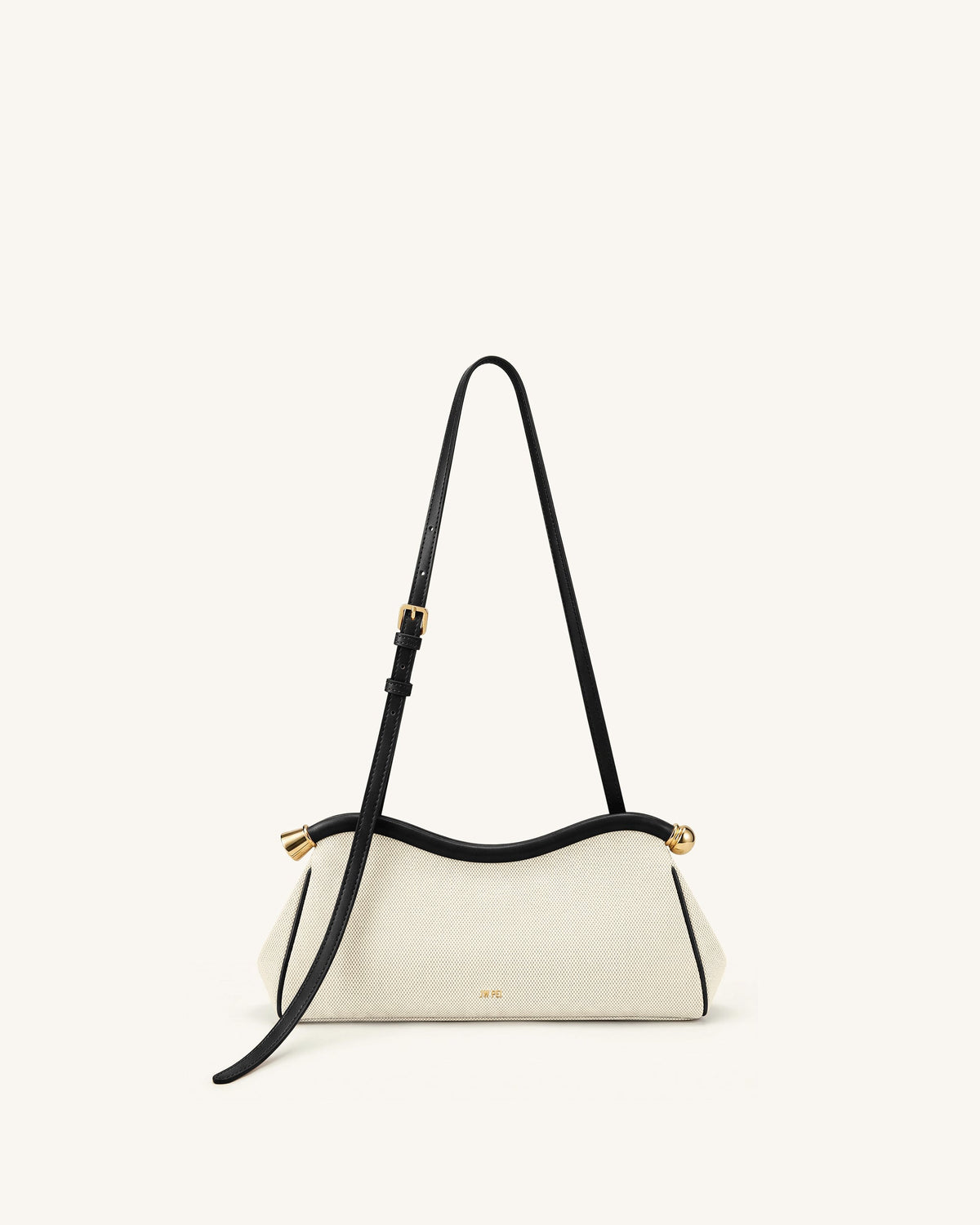 Naomi Curved Shoulder Bag - Black Canvas | JW PEI