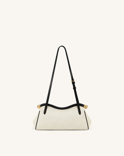 Naomi Curved Shoulder Bag - Black Canvas | JW PEI