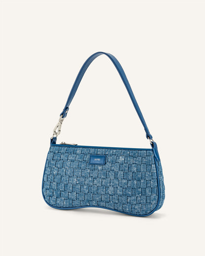 Eva Shoulder Handbag - Blue Denim Weave | JW PEI