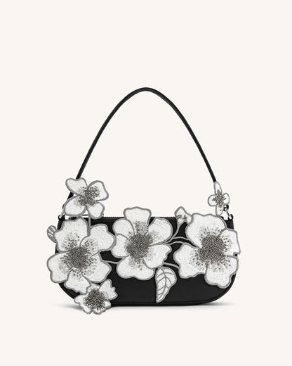 Leona Bead Embellished Shoulder Bag - Black | JW PEI