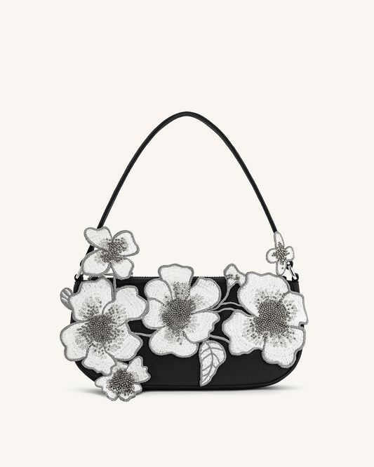 Leona Bead Embellished Shoulder Bag - Black | JW PEI
