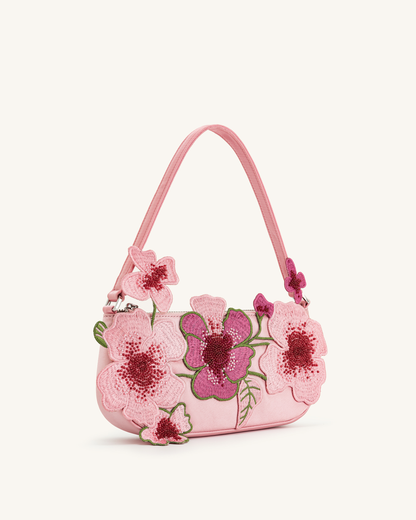 Leona Bead Embellished Shoulder Bag - Pink | JW PEI