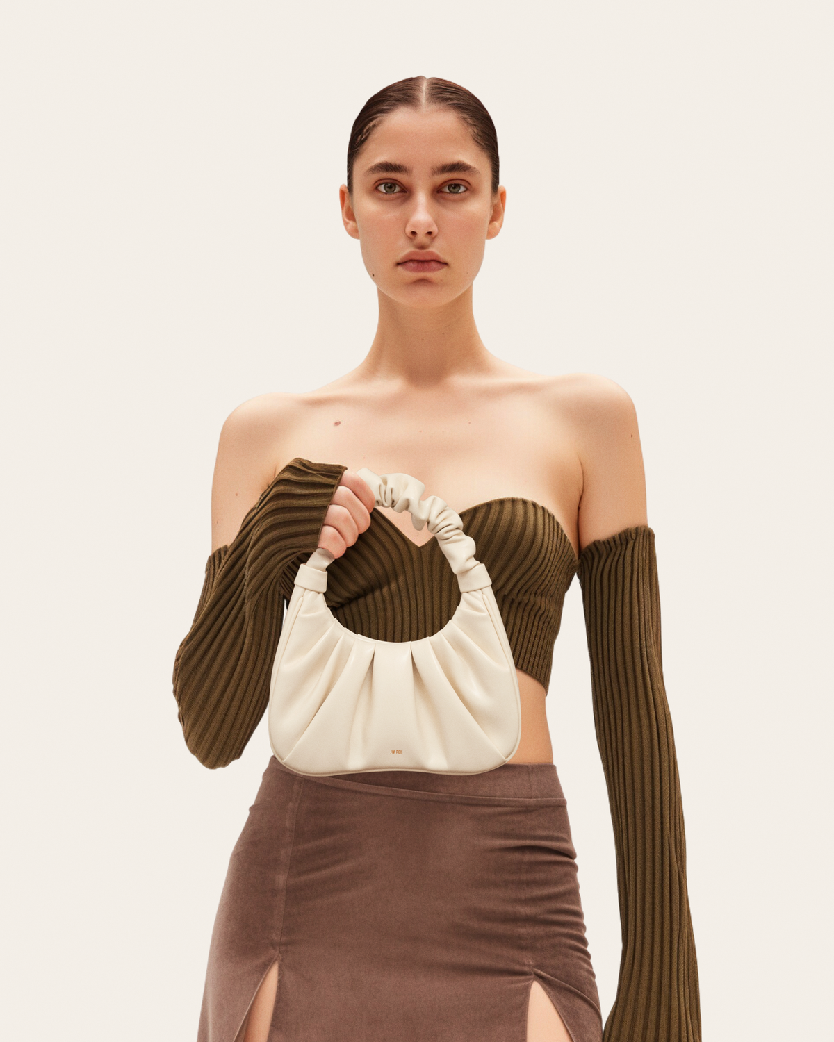 Gabbi Ruched Hobo Handbag - Ivory | JW PEI